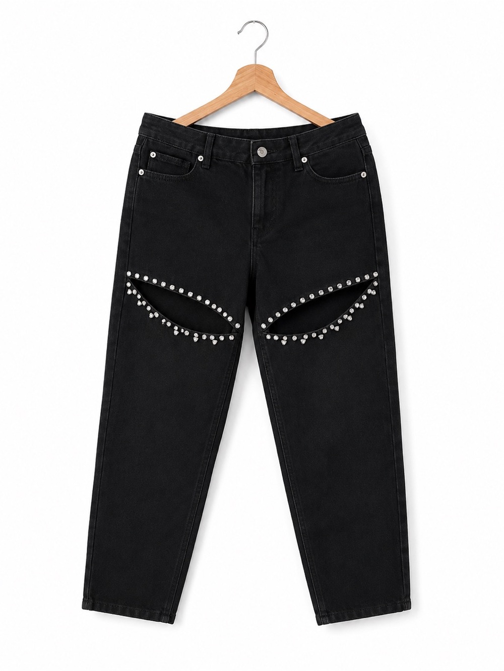 NWT Torn by Ronny Kobo Mariah Cutout Rhinestone Jeans Blk 27 Taylor Swift style